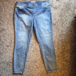 Torrid Blue Jeggings with Stretch and Faded Design